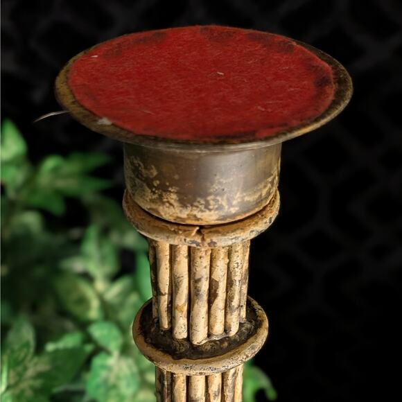 HEAVY Vintage Olympic Style Torch Column Weathered Metal Pillar Candle Holder - Picture 6 of 8
